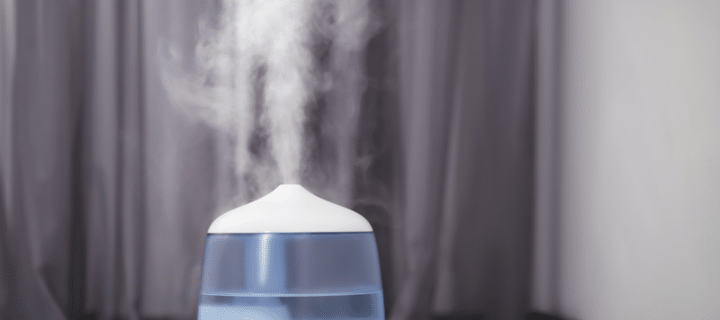 humidifier blowing steam in an oklahoma city room